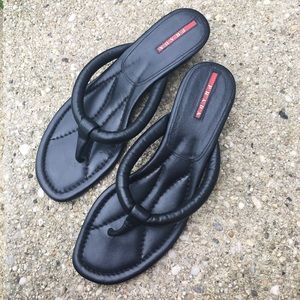 Prada black leather slippers - size 7, super comfy